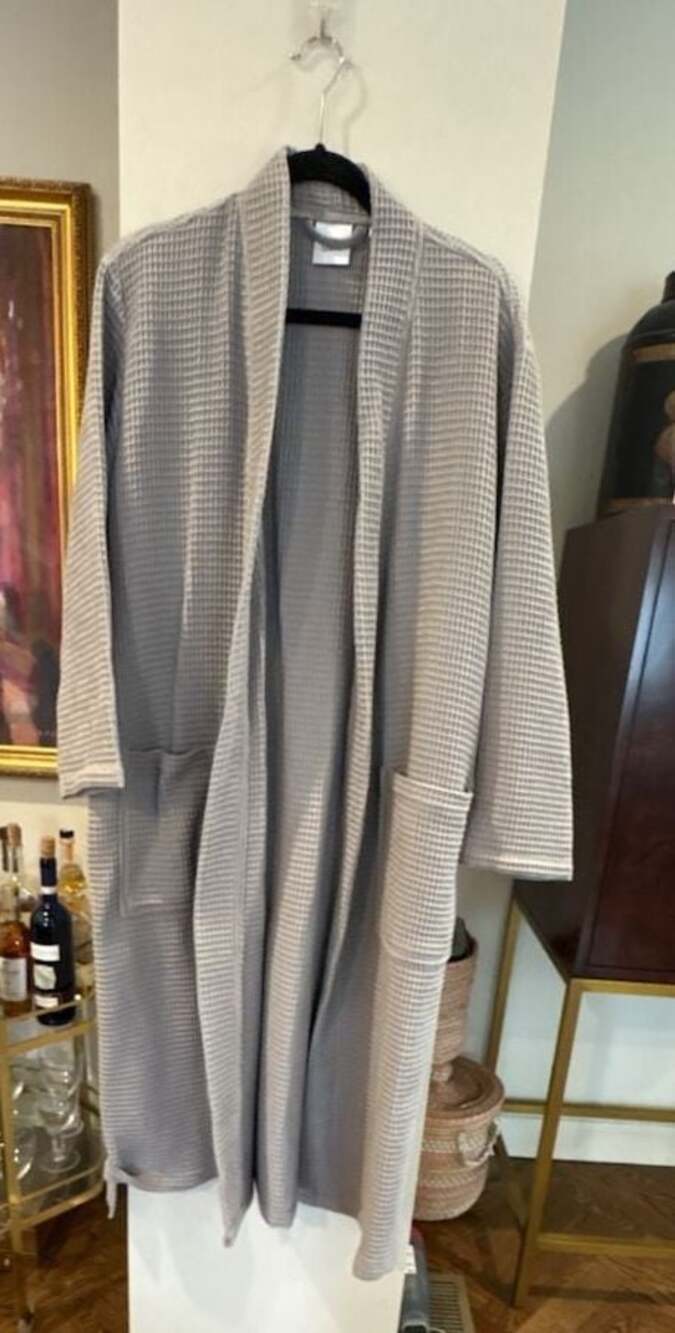 Quince Organic Turkish Waffle Bath Robe Gray Size S